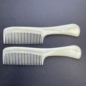 Lot of 2 Vintage Pantene Teasing Hair Comb 8.5" Teaser White Marble